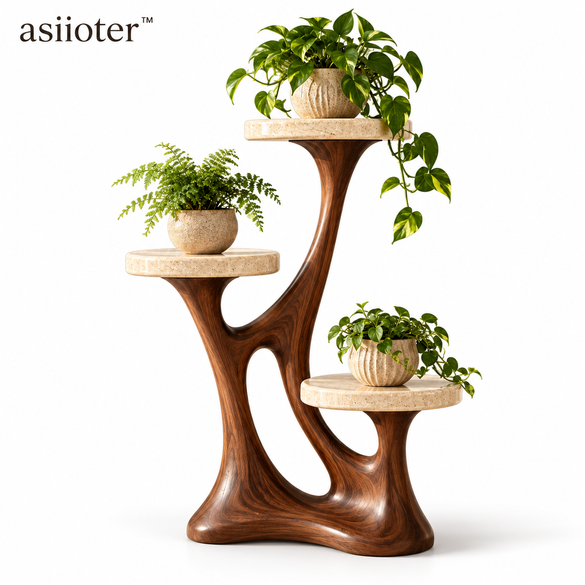 asiioter™ Elowen Sculptural Walnut Entry Bench