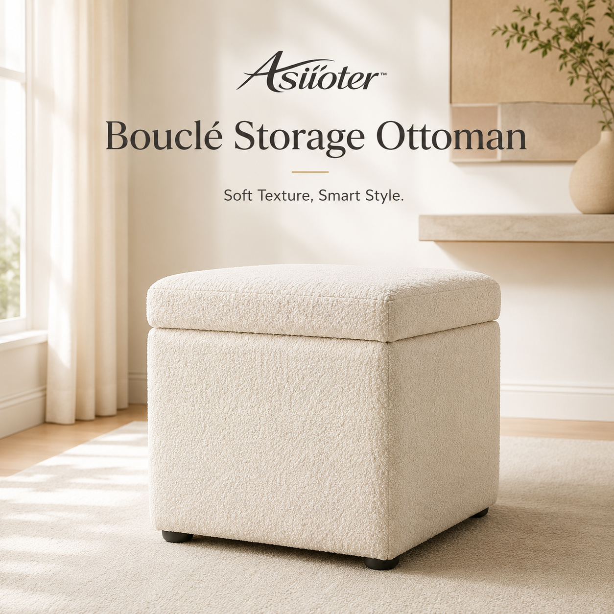 ππππππππβ’ BouclΓ© Storage Ottoman