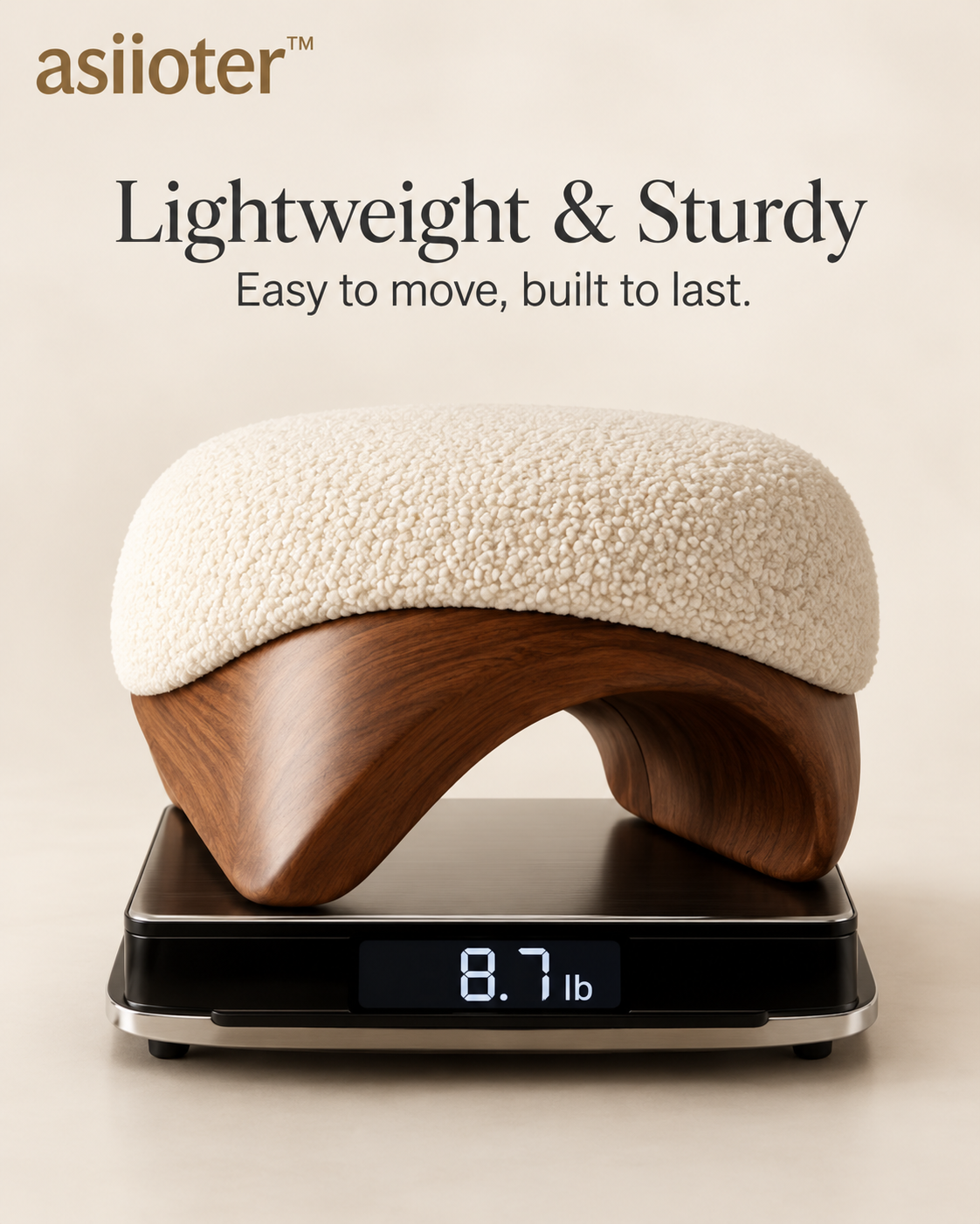 asiioter™ Novera Organic Sculptural Bouclé Ottoman
