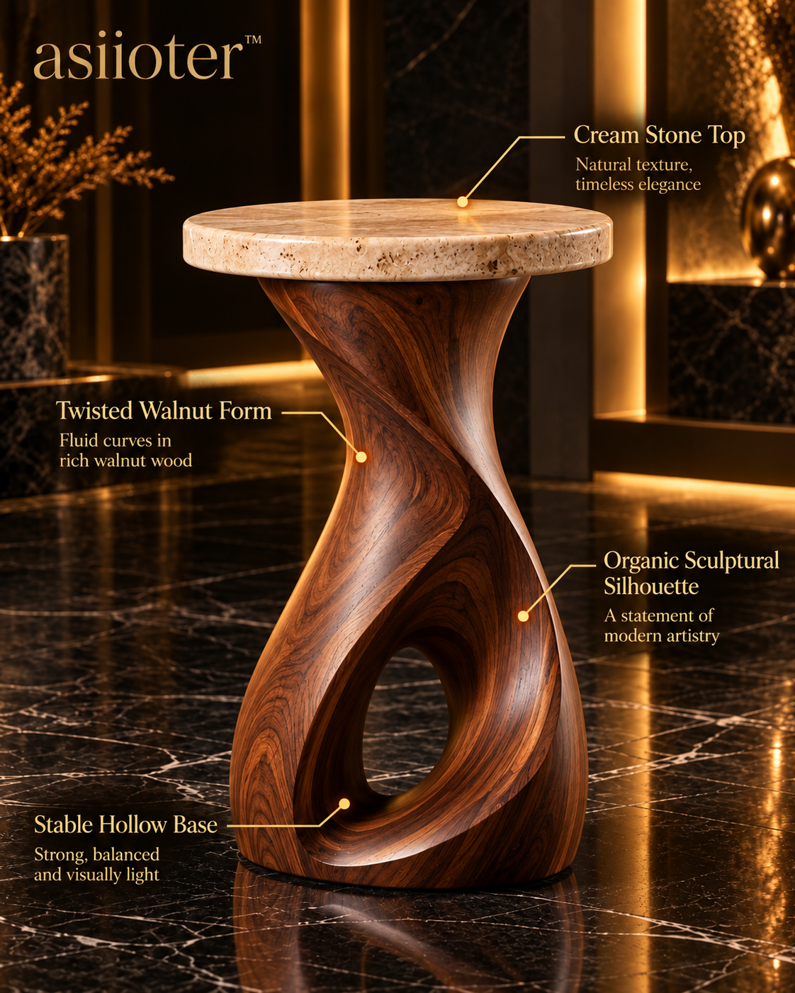 asiioter™ Noura Organic Sculptural Side Table