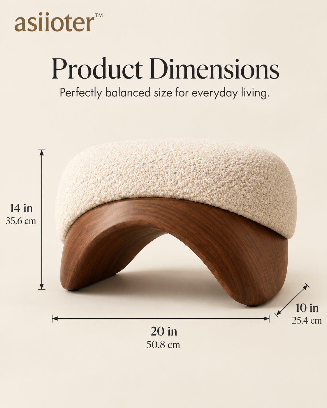 asiioter™ Novera Organic Sculptural Bouclé Ottoman