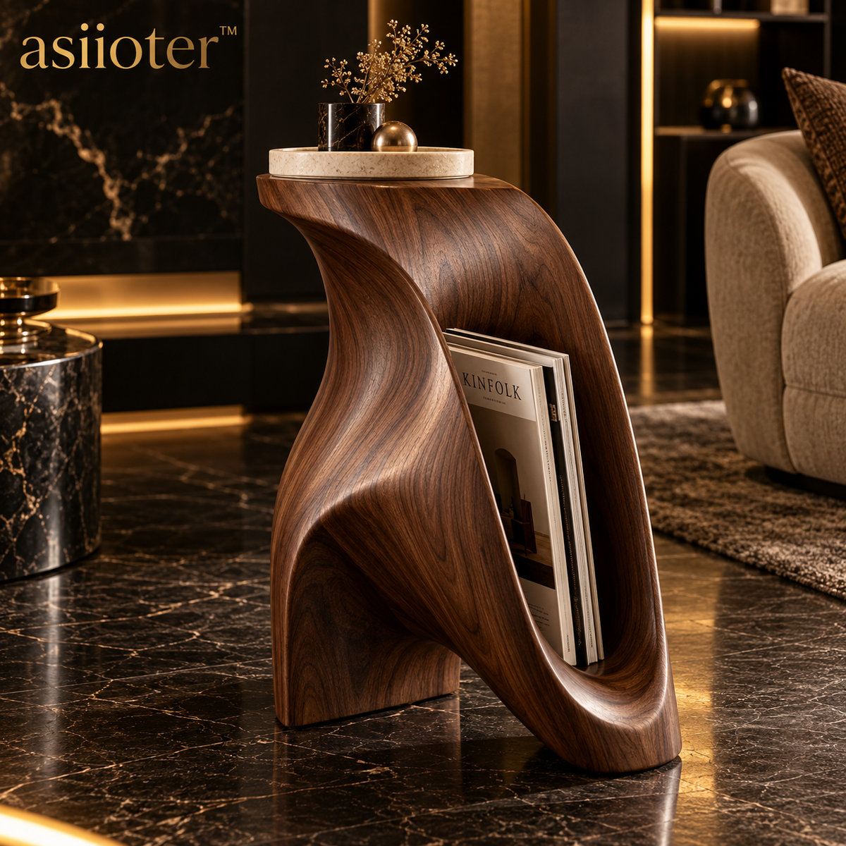 asiioter™ Orien Organic Sculptural Lounge Stool