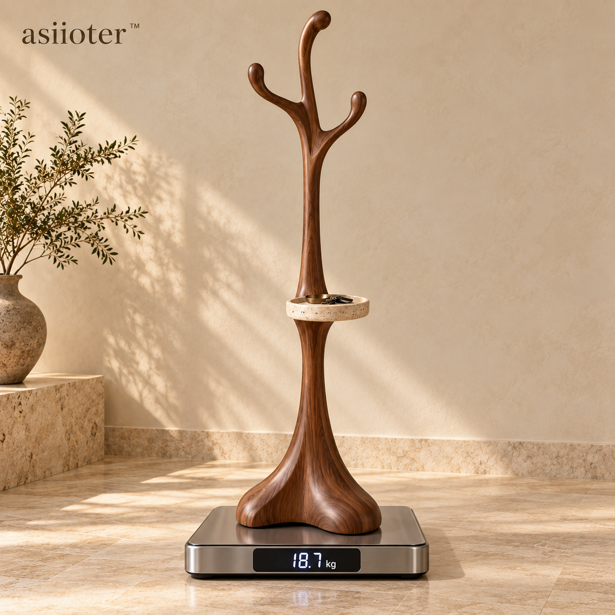 asiioter™ Arbora Sculptural Walnut Coat Stand