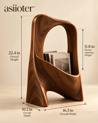 asiioter™ Solven Sculptural Walnut Magazine Holder