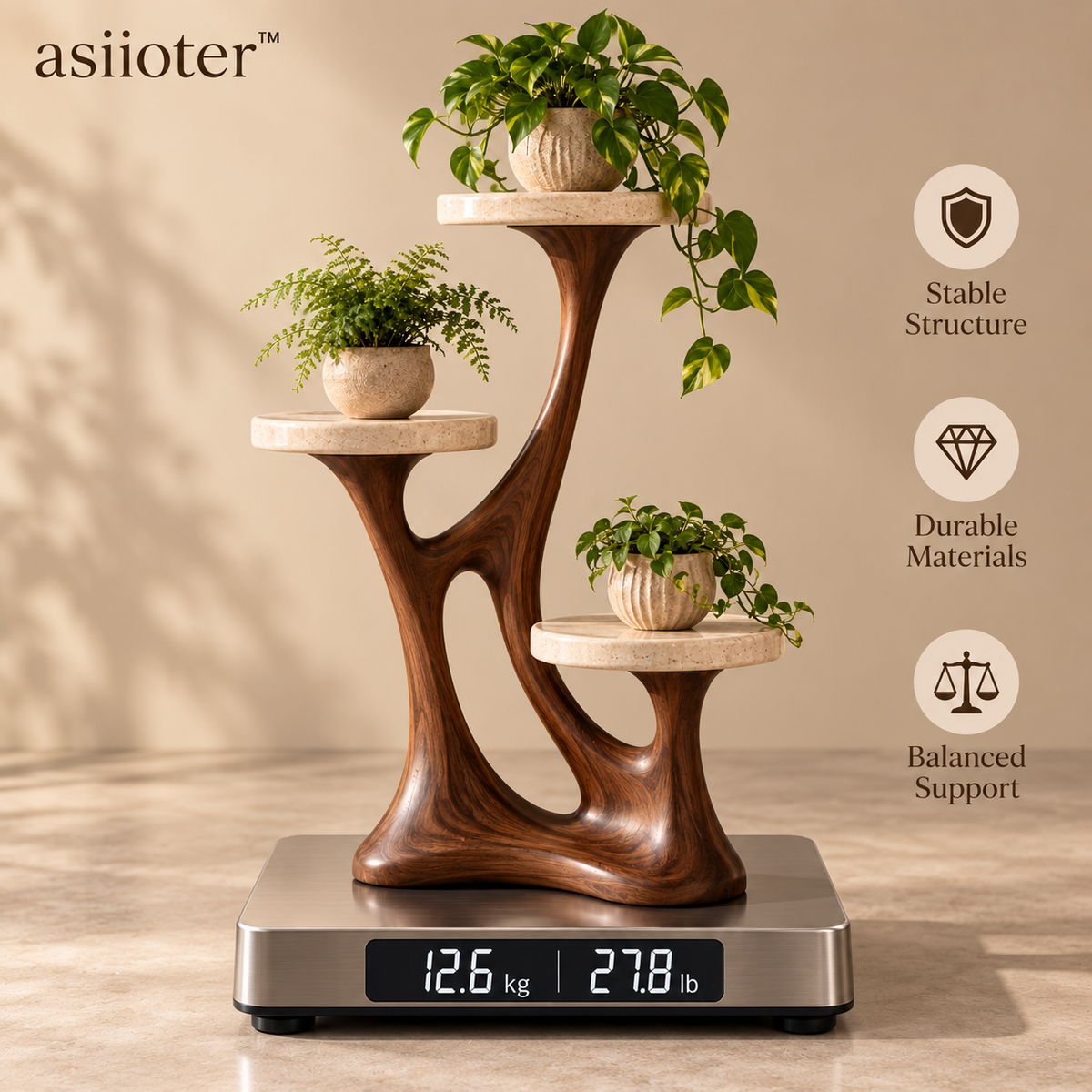 asiioter™ Elowen Sculptural Walnut Entry Bench