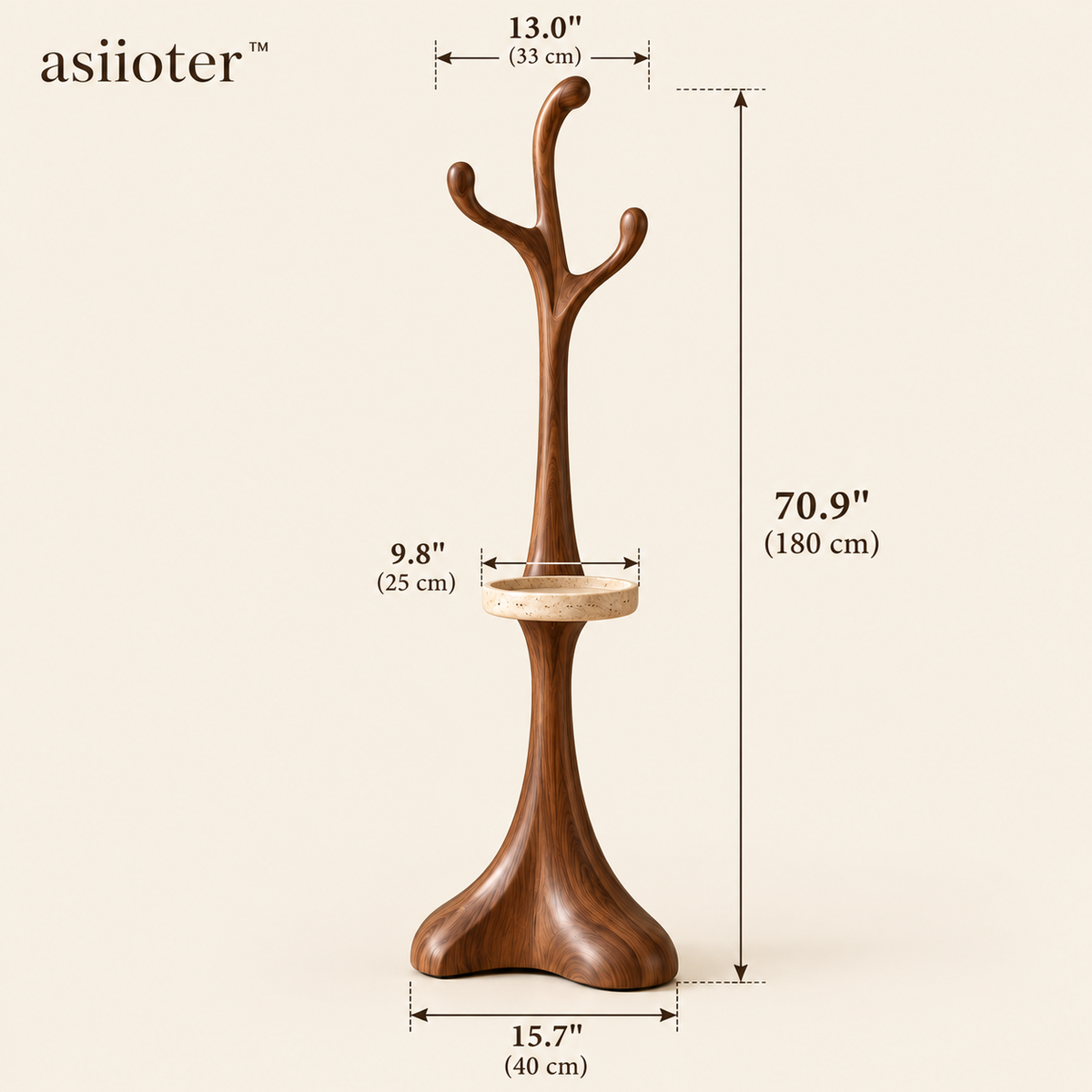 asiioter™ Arbora Sculptural Walnut Coat Stand
