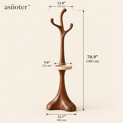 asiioter™ Arbora Sculptural Walnut Coat Stand