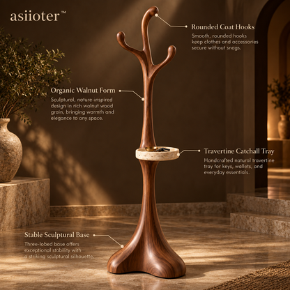 asiioter™ Arbora Sculptural Walnut Coat Stand