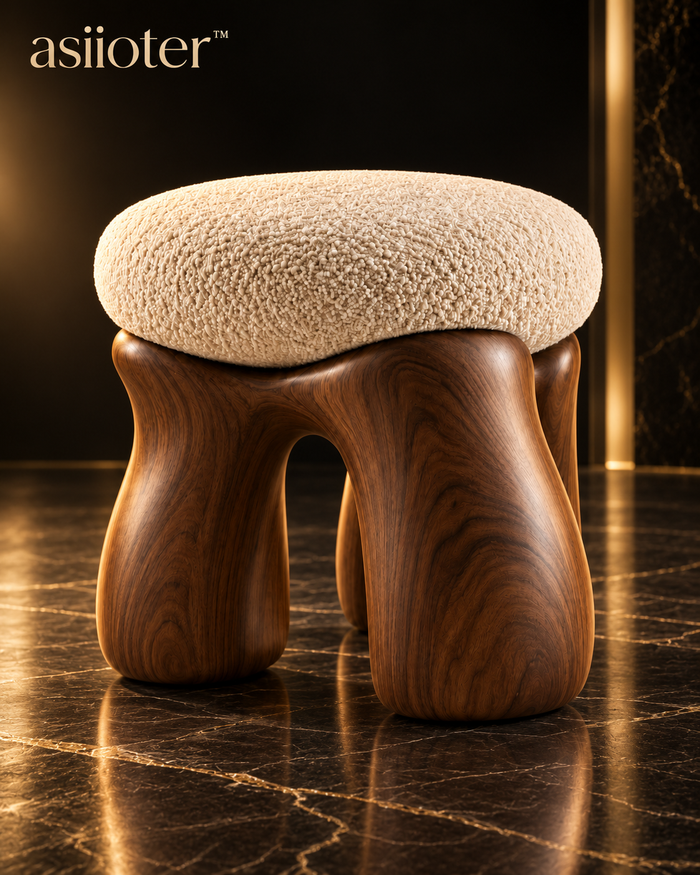 asiioter™ Veyra Sculptural Walnut Dining Chair