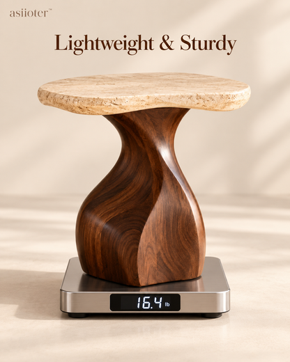 asiioter™ Avelin Sculptural Travertine Side Table