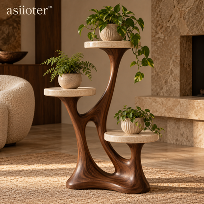 asiioter™ Elowen Sculptural Walnut Entry Bench