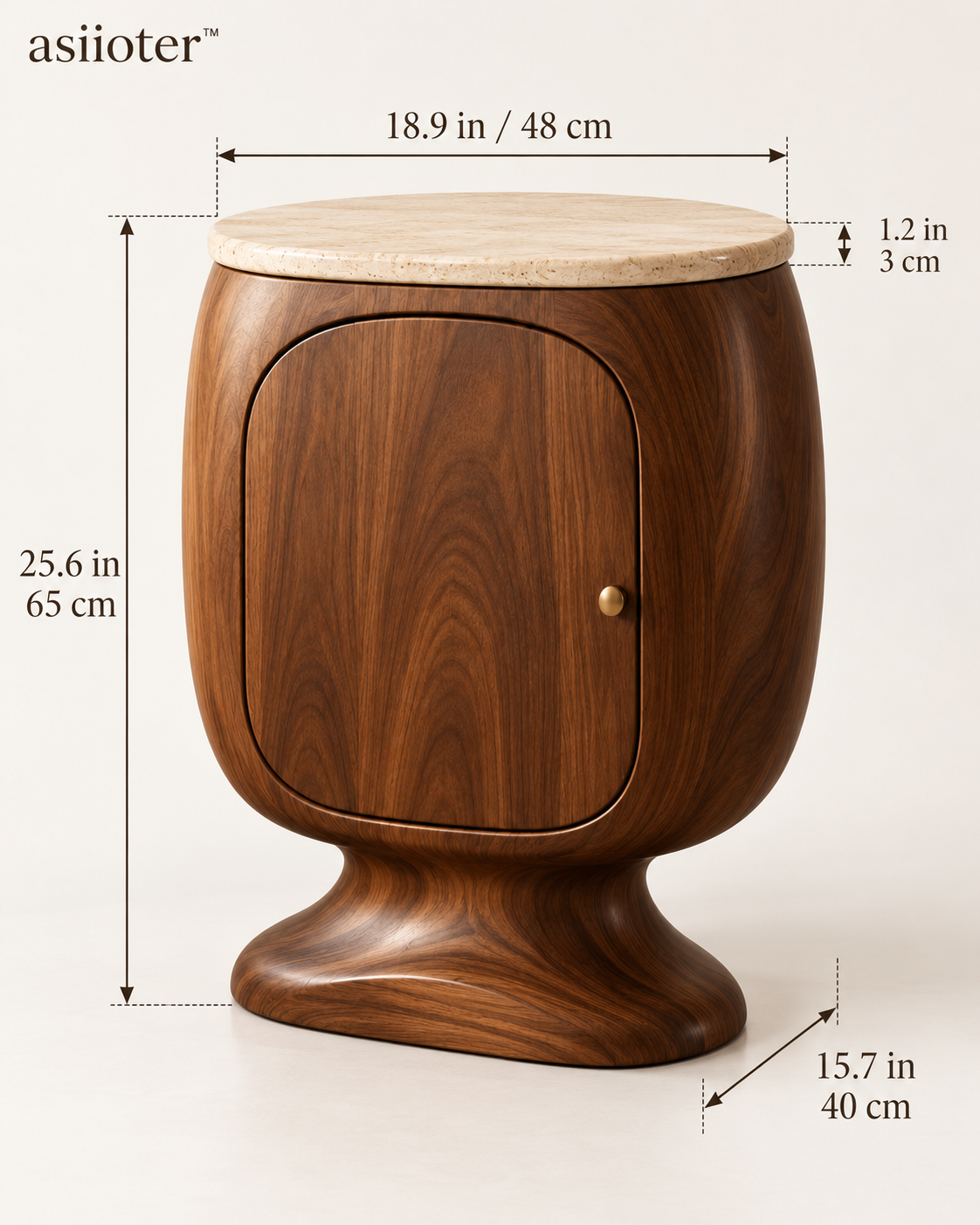 asiioter™ Velmora Sculptural Walnut Storage Cabinet