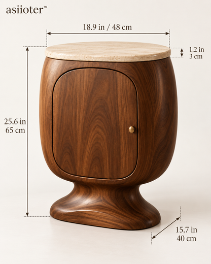 asiioter™ Velmora Sculptural Walnut Storage Cabinet