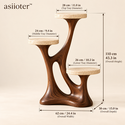 asiioter™ Elowen Sculptural Walnut Entry Bench