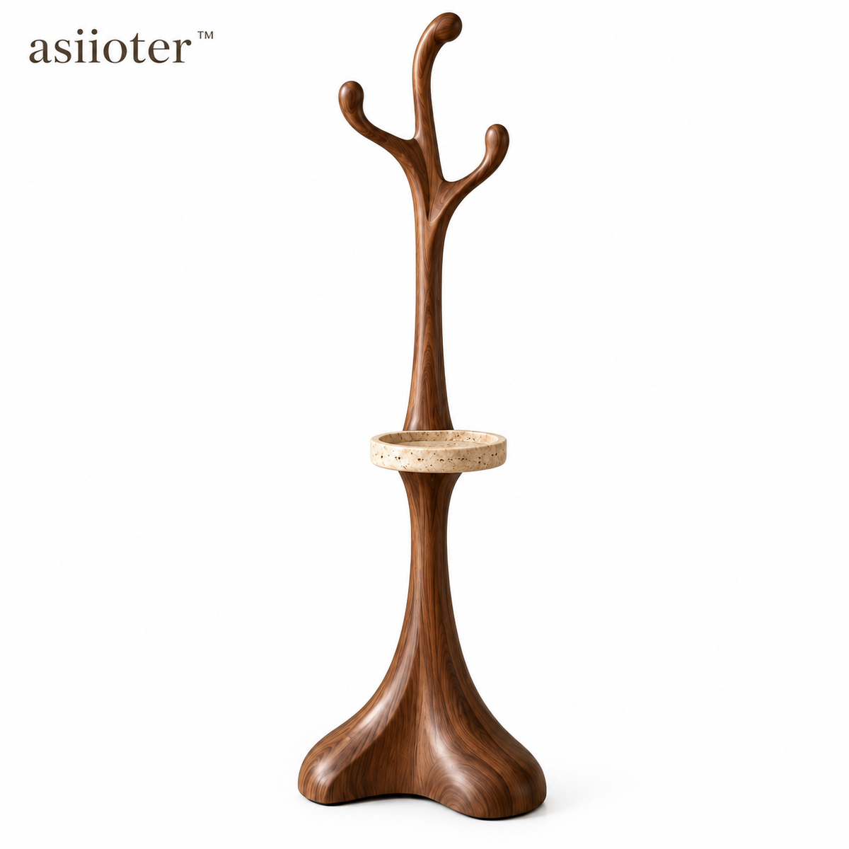 asiioter™ Arbora Sculptural Walnut Coat Stand