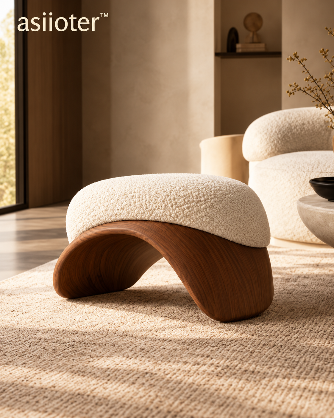 asiioter™ Novera Organic Sculptural Bouclé Ottoman