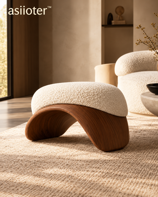 asiioter™ Novera Organic Sculptural Bouclé Ottoman