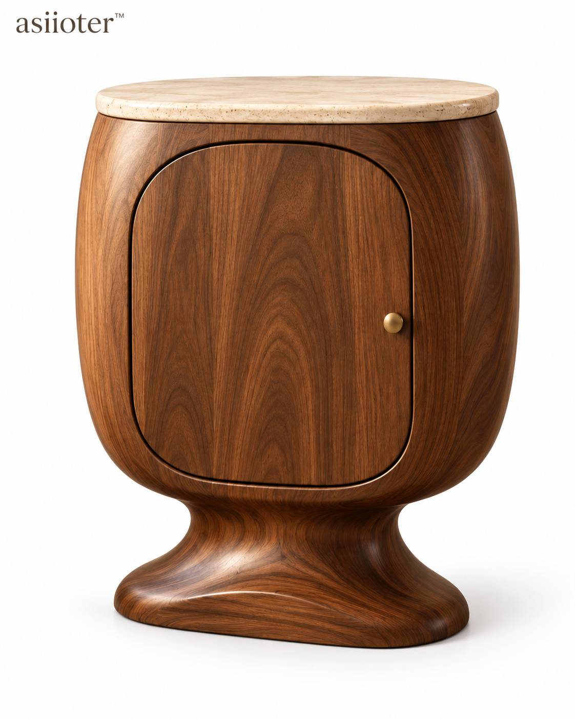 asiioter™ Velmora Sculptural Walnut Storage Cabinet