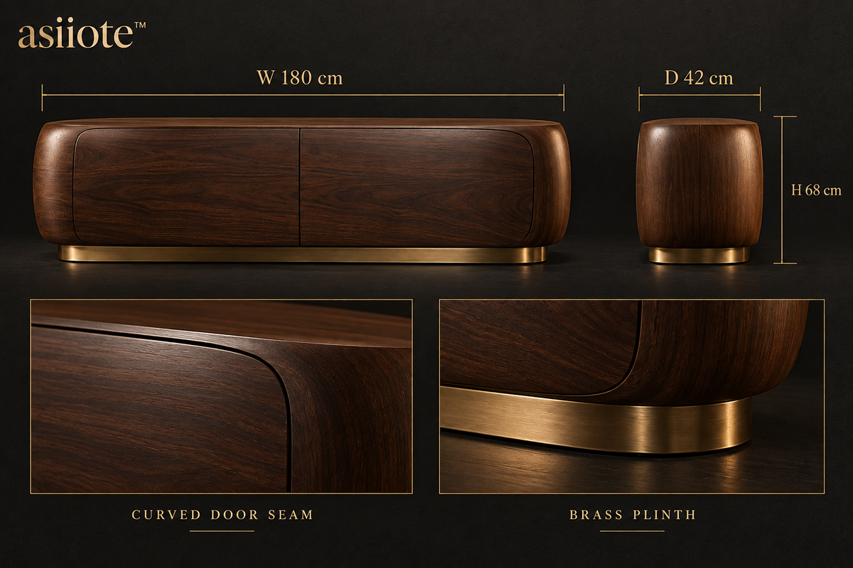asiiote Arcvale organic walnut console cabinet
