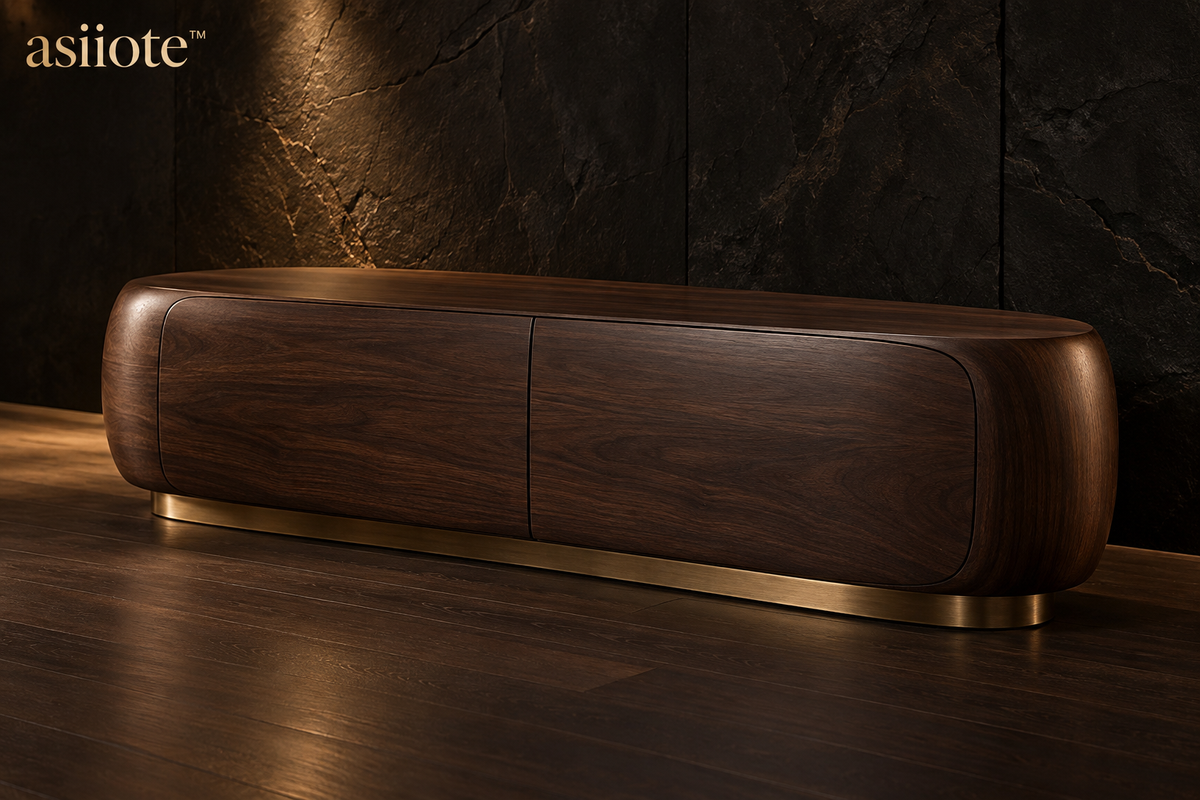 asiiote Arcvale organic walnut console cabinet