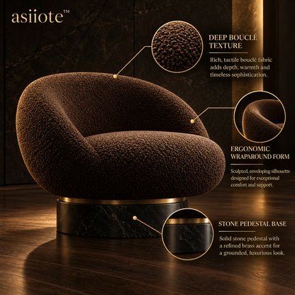 asiiote Morrow sculptural bouclé lounge chair