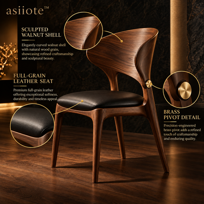 asiiote Veyra sculptural walnut dining chair
