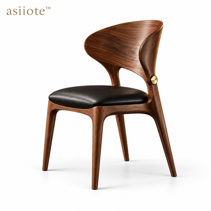 asiiote Veyra sculptural walnut dining chair