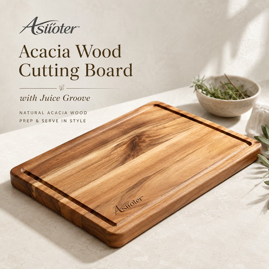 𝒂𝒔𝒊𝒊𝒐𝒕𝒆𝒓™ Acacia Wood Cutting Board with Juice Groove