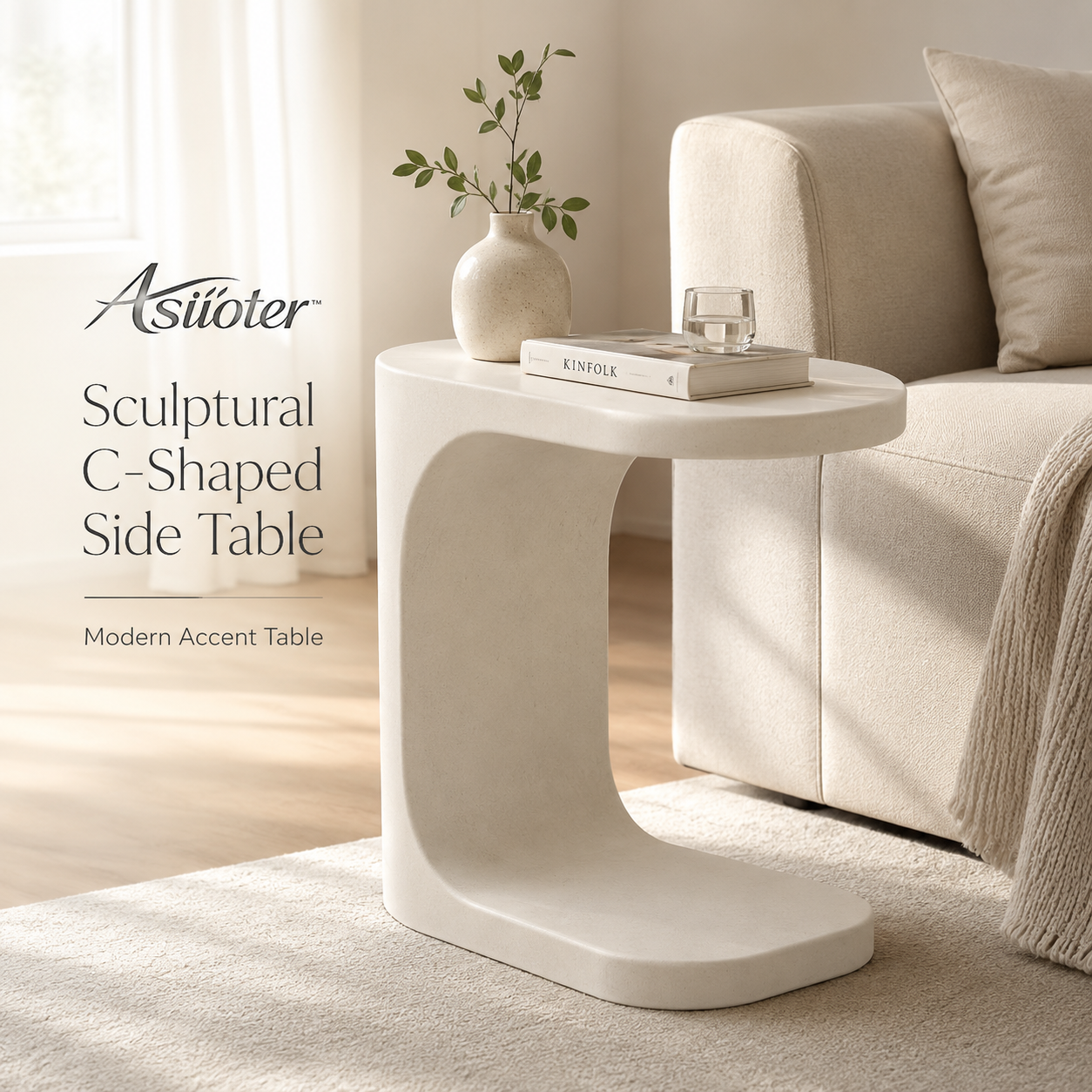 𝒂𝒔𝒊𝒊𝒐𝒕𝒆𝒓™ Sculptural C-Shaped Side Table