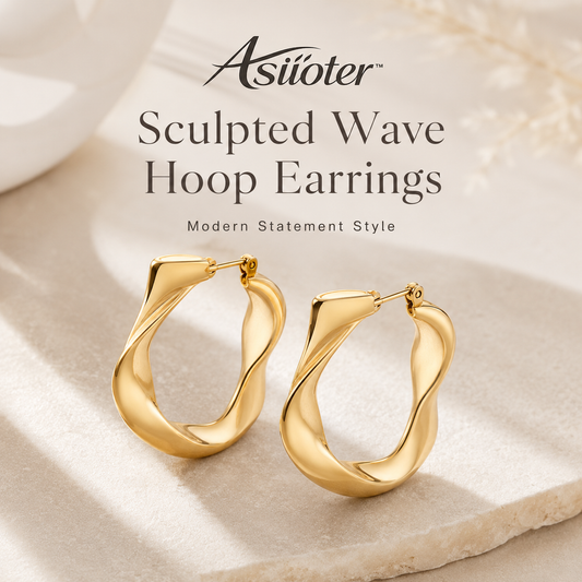𝒂𝒔𝒊𝒊𝒐𝒕𝒆𝒓™ Sculpted Wave Hoop Earrings