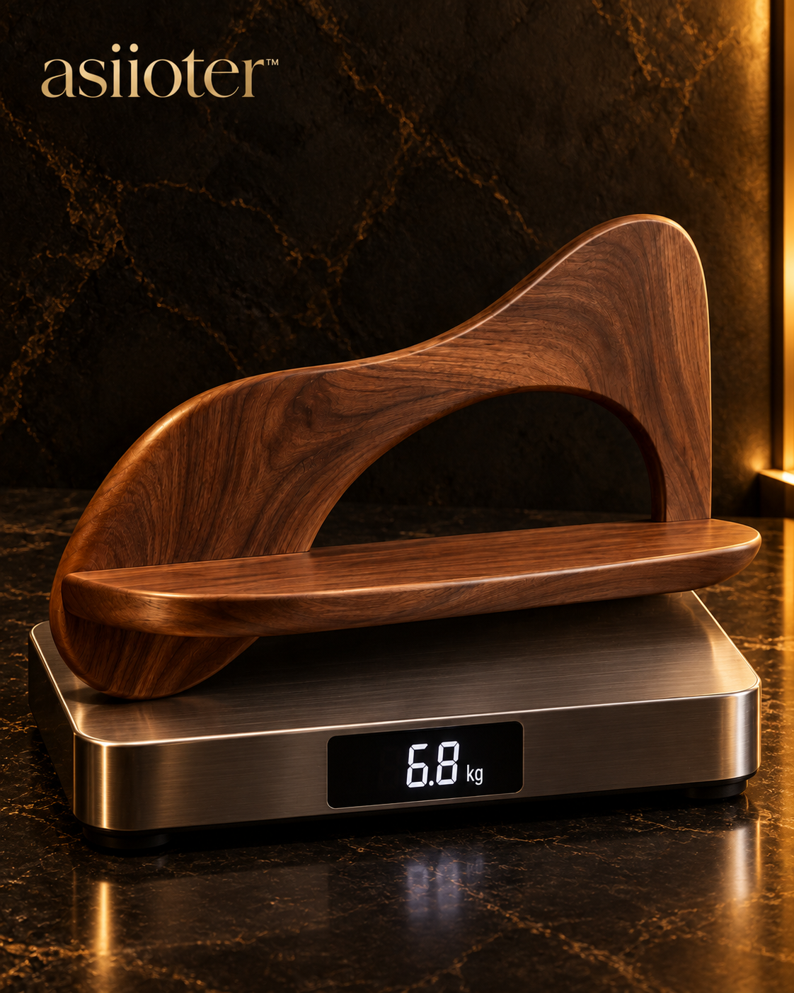 asiioter™ Mavelle Sculptural Walnut Wall Shelf