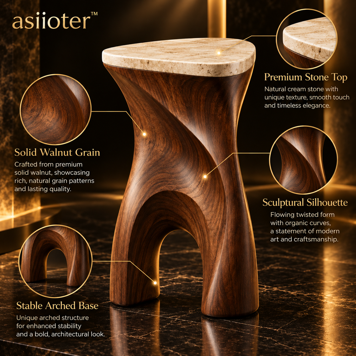 asiioter™ Liora Organic Sculptural Accent Chair