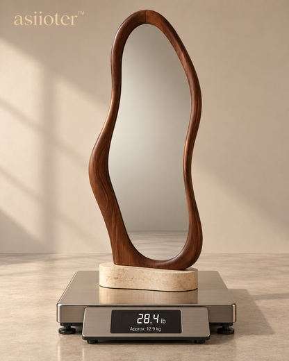 asiioter™ Selvara Sculptural Walnut Floor Mirror